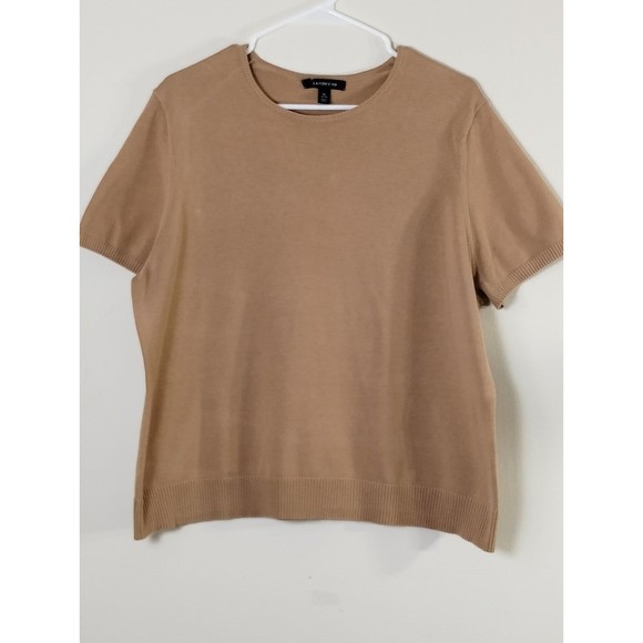 Land's End Sweater Women's XL 18-20 Pullover Short Sleeves Career Basic Caramel - Picture 1 of 8